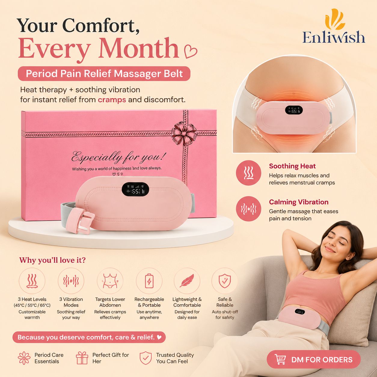 Period Pain Relief Massager Belt